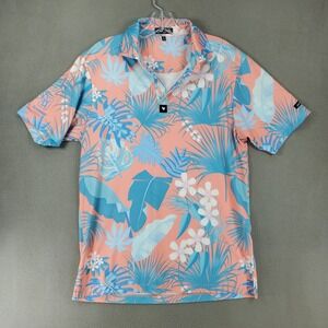 Bad Birdie Polo Shirt Men S Pink Tropical Floral TPC Scottsdale Performance Golf